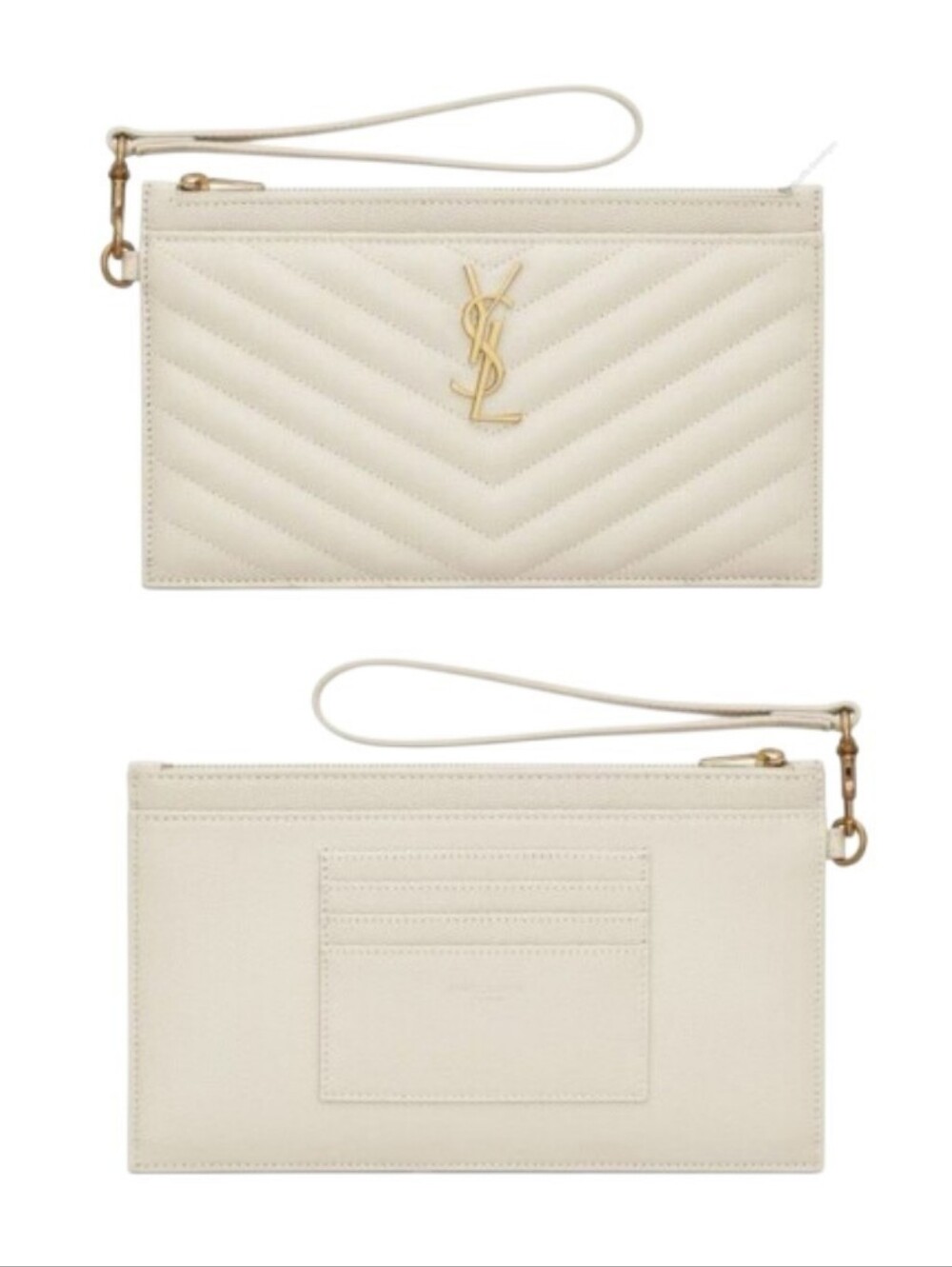 MSRP$790 Very Rare! YSL Saint Laurent Cassandre Matelassé Zipped Pouch Wristlet